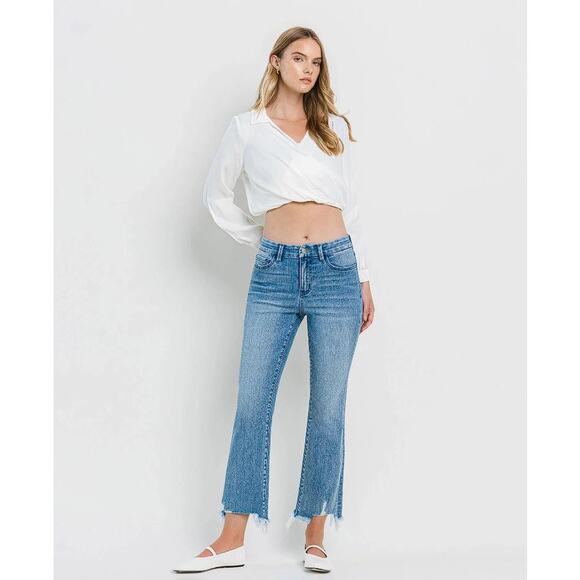 FLYING MONKEY Women's Frayed Hem Straight Leg Jeans Size 28 In Light Blue - Picture 3 of 16